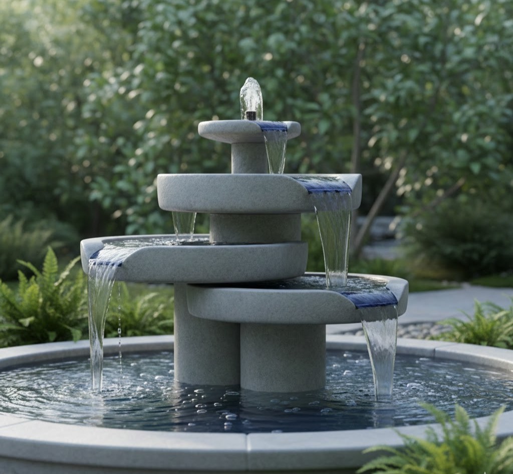 Tiered stone fountain