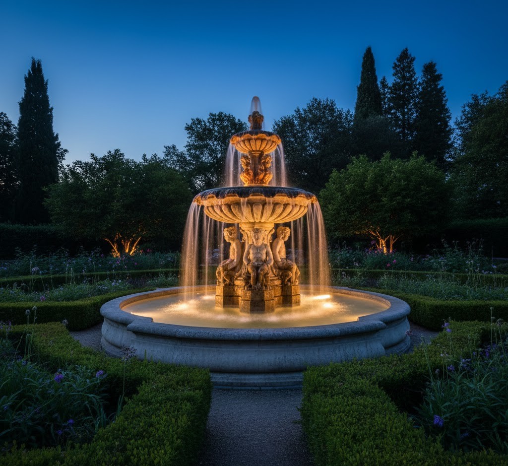 Classical garden fountain